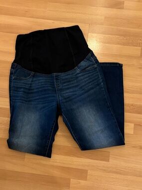 Isabel Maternity by Ingrid & Isabel Dark Blue Denim Jeans with Black Belly Panel